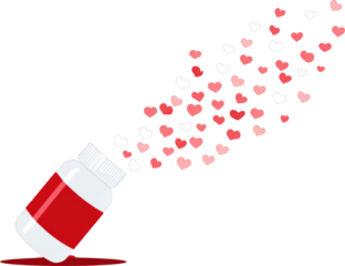 Heart Capsule: A Symbolic Overflow of Love in Red and White on Black Canvas