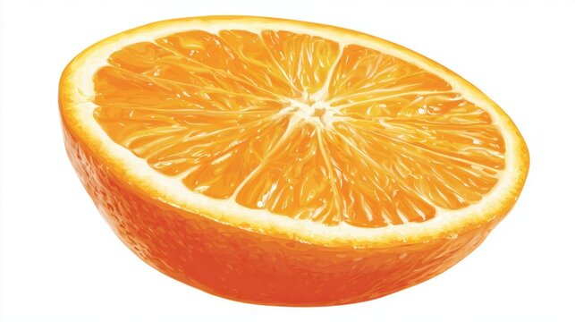 A bright orange is cut in half, revealing its juicy sections and rich color. This fresh fruit is ideal for adding flavor to dishes or enjoying on its own.