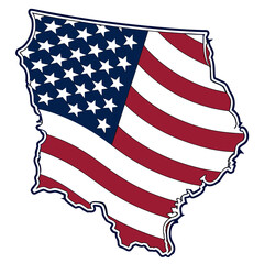 Iowa state map filled with american flag pattern isolated on, a symbol of patriotism, freedom, and national pride, independence day