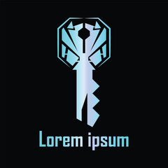 Modern Digital Encryption Key Icon for Corporate Identity, logo for company