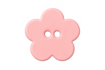 Pink flower shaped sewing button on transparent background