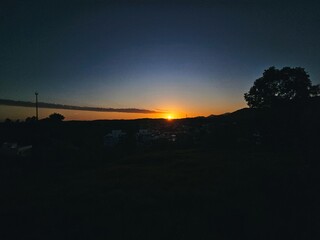 Evening with the sky in magnificent shades of blue and orange