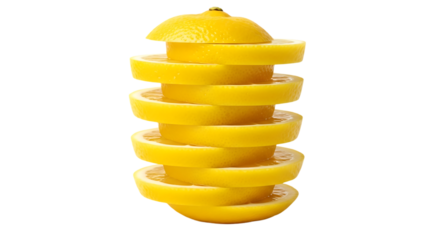Elevated lemon slices create a vibrant citrus tower, perfect for healthy eating campaigns or summer refreshment promotions. Showcase the zest and freshness!
