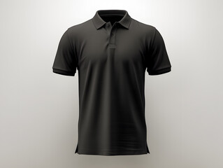 Blank black men's polo shirt mockup isolated on white background. Front and back view of a casual short sleeve tee template for design and branding.