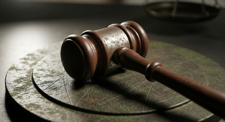 Capture justice with this rustic gavel and scales in a dramatic, shadowed setting - perfect for legal blogs, law firm websites, or true crime podcasts looking for authenticity