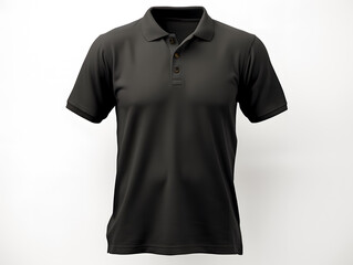 Blank black men's polo shirt mockup isolated on white background. Front and back view of a casual short sleeve tee template for design and branding.