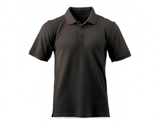 Blank black men's polo shirt mockup isolated on white background. Front and back view of a casual short sleeve tee template for design and branding.