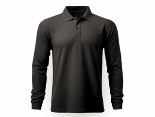 Blank black men's polo shirt mockup isolated on white background. Front and back view of a casual short sleeve tee template for design and branding.