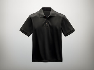 Blank black men's polo shirt mockup isolated on white background. Front and back view of a casual short sleeve tee template for design and branding.