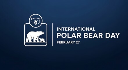 International polar bear day illustration with bears and text on blue background for raising awareness about the conservation status of the polar bear