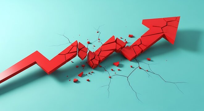 Red Broken Arrow Crashing Through Surface Symbolizing Failure or Crisis