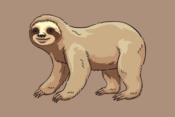 Obraz premium Sloth Illustration, Wildlife Animal Line Art Drawing Vector