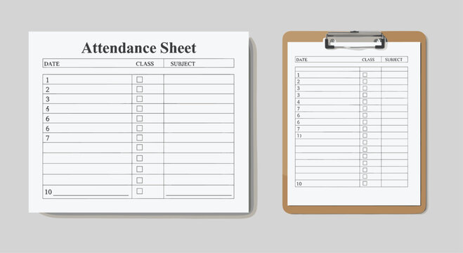 Attendance Sheet and Clipboard for Record Keeping, Generative AI.