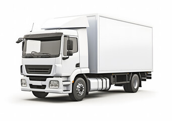 Clean white box truck ideal for branding mockup. Perfect for showcasing delivery service logos, fleet identity, or commercial vehicle design.
