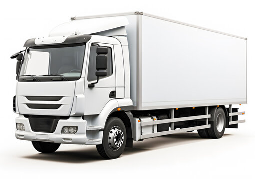 Clean white box truck ideal for branding mockup. Perfect for showcasing delivery service logos, fleet identity, or commercial vehicle design.
