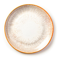 Rustic ceramic plate with speckled glaze and brown rim, ideal for food styling, plating, and culinary photography