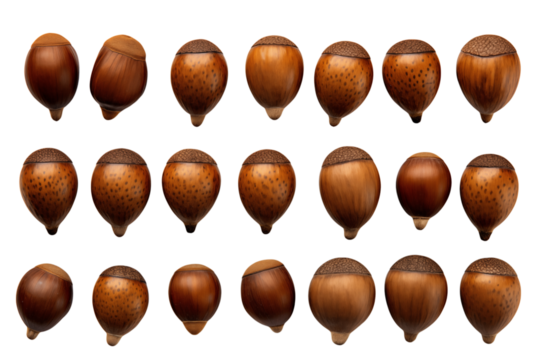 Autumn Acorns Display: Natural Fall Harvest & Seasonal Seeds on transparent background png