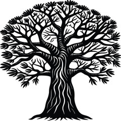 Baobab Tree Silhouette Vector for African Nature, Safari, and Eco Design