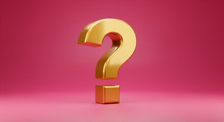 Shiny Realistic Golden Question Mark Symbol Concept Illustration