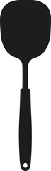 Black silhouette of a kitchen ladle with a round bowl and a handle with a hanging hole