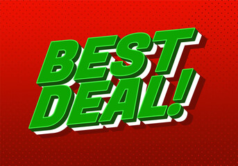 Best deal. Bold green promotional 3D text for marketing