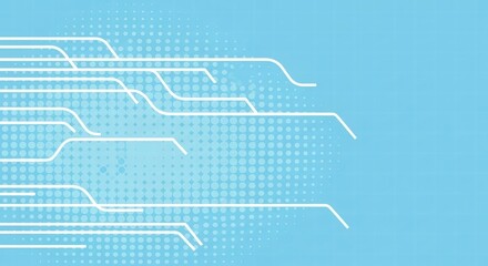 Fototapeta premium Digital Network: Dynamic lines weave across a refreshing sky-blue backdrop. It evokes a feeling of interconnectedness, speed, and cutting-edge advancement.