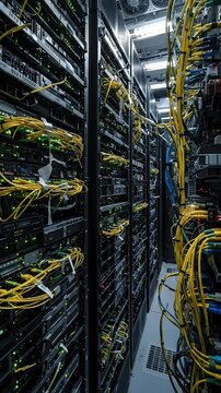 Server Room Network Cables Rack Data Center Technology
