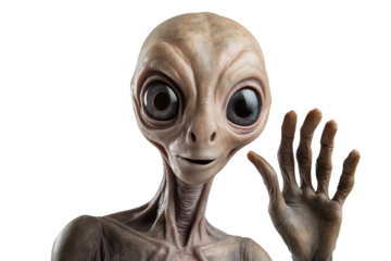 Sci-Fi Alien Waving Hand - Extraterrestrial Being on transparent background png