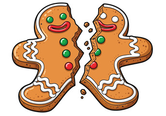 Whimsical gingerbread man broken apart, perfect for holiday themed designs and projects