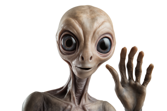 Sci-Fi Alien Waving Hand - Extraterrestrial Being on transparent background png