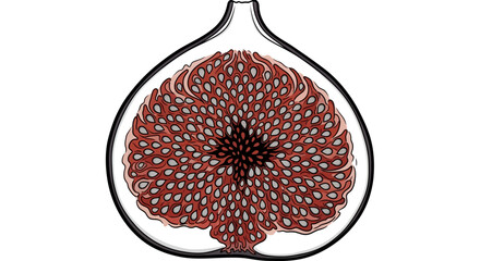 Cross section of a ripe fig fruit, showing the seeds and structure.