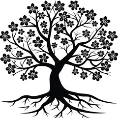 Cherry Blossom Tree Silhouette Vector for Spring, Nature, and Japanese Design