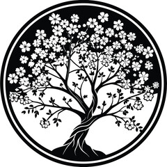 Cherry Blossom Tree Silhouette Vector for Spring, Nature, and Japanese Design