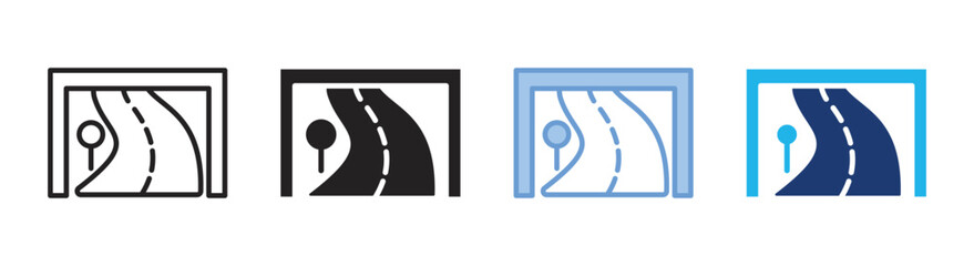 Road icon set multiple style collection