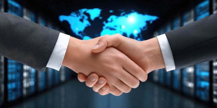 Business partnership announcement corporate setting digital collaboration professional environment close-up view trust and growth concept