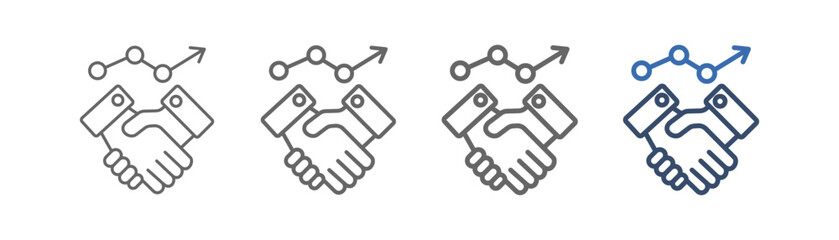 
outline icon sheet partnership with handshake design and arrow to the right