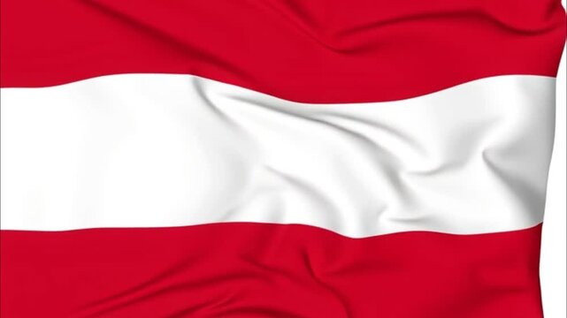 Realistic close-up of the Austrian national flag with smooth red and white waves in soft motion
