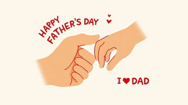 Father and child hands connecting on happy fathers day