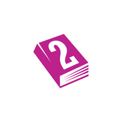 Number 2 Design with Colorful Book Vector Template