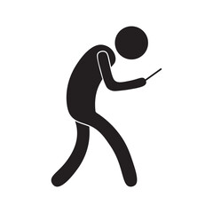 flat icon vector of person looking at smartphone while walking
