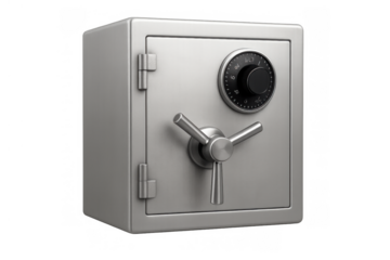Steel safe box with combination lock and vault handle providing security for savings and protecting valuable assets