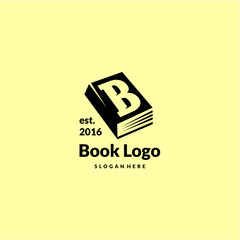 Letter B Logo Design Concept with Book Vector Template
