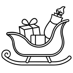 A festive christmas sleigh is filled with presents