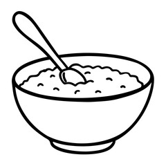 Illustration of a bowl of porridge with a spoon
