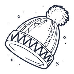 Illustration of a winter hat with pompom