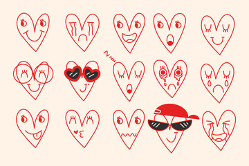 Valentine day vector illustration of heart  set of red hearts on white