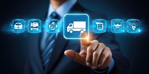 Efficient logistics management driving innovation in transportation technology business hub digital interfaces corporate environment professional perspective