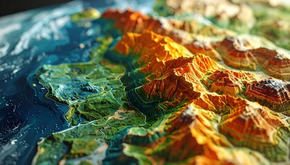 Detailed Topographic Model Displaying Terrain and Elevation Variations.