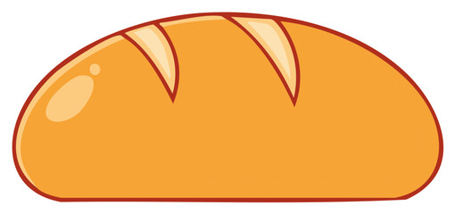 Cartoonish Loaf of Bread with Crust Cutout and Golden-Brown Color, Bakery Item