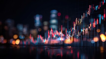 business background market charts in the night. High quality